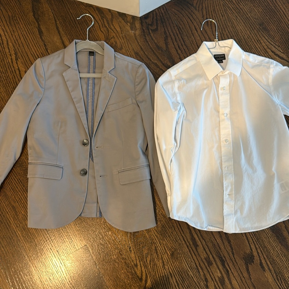 Crewcuts Ludlow Boy’s Sports Blazer size 8,  Thompson white dress shirt size 10